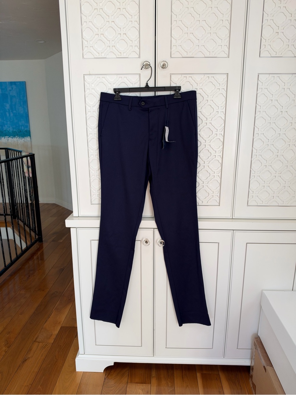 Mizzen+Main Navy Men's Dress Pants - Modern Slim Trousers